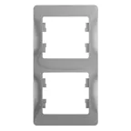 GLOSSA Рамка 2 поста вертикальная алюминий