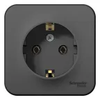 BLANCA Розетка наружная с заземлением без шторок с изолирующей пластиной, 16А, 250В, антрацит