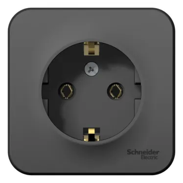 BLANCA Розетка наружная с заземлением без шторок с изолирующей пластиной, 16А, 250В, антрацит