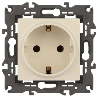 Розетка 2P+E Schuko, 16А-250В, Эра Elegance, сл.кость, 14-2101-02