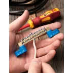 Шина 0 N (6х9мм) 10 отверстий латунь 2 синих угловых изолятора PROxima