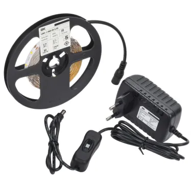 Комплект светодиодной подсветки ''Сделай сам'' (лента LED 5м LSR-2835WW60-4,8-IP20-12В + драйвер + выключатель) IEK