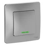 Переключатель одноклавишный BLANCA скрытой установки (cх.6) с подсветкой, 10а, 250В, алюминий
