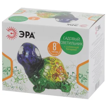 Садовый светильник Черепаха на солнечной батарее, полистоун, 13 см ERAFYS01-06