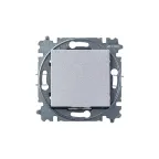 Выключатель одноклавишный Levit серебро / дымчатый чёрный