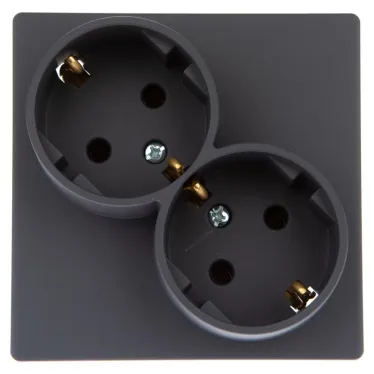 Розетка 2х2К+З Schuko без штор, графит