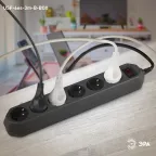 Сетевой фильтр (черный) с заземл, 3x0,75мм2, с выкл, 6гн, 3м USF-6es-3 м-B-BOX