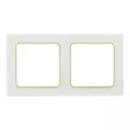 Стокгольм Рамка 2-местная белая с линией цвета зеленый