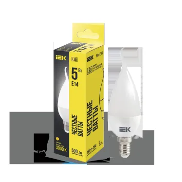 Лампа светодиодная LED 5Вт Е14 220В 3000К CB35 свеча на ветру | LLE-CB35-5-230-30-E14 | IEK