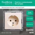 W59 Розетка с заземлением без шторок, 16А, механизм, слоновая кость