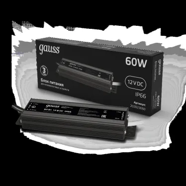 Блок питания для светодиодной ленты 60 Вт AC 100-264В Uвых 12В IP67 180х72х45мм Black Gauss