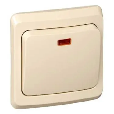 ЭТЮД Переключатель одноклавишный скрытый с индикацией бежевый