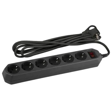 Сетевой фильтр (черный) с заземл, 3x0,75мм2, с выкл, 6гн, 3м USF-6es-3 м-B-BOX