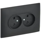 SKANDY Розетка 2-местная без заземления с защитными шторками 10А в сборе SK-R09G графит IEK