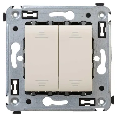 Avanti Выключатель двухклавишный в стену, ''Ванильная дымка''