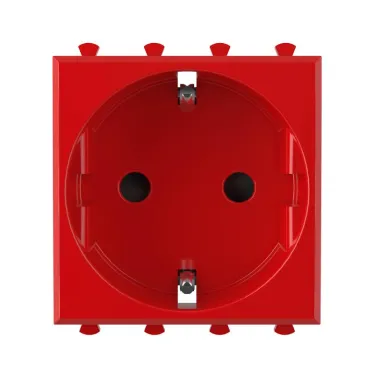 Avanti Розетка ''Красный квадрат'', 2P+E, с защитными шторками, 2 модульная