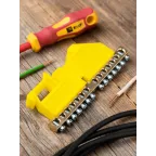 Шина 0 N (6х9мм) 14 отверстий латунь желтый изолятор на DIN-рейку PROxima