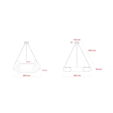 Светильник LED Geometria Hexagon SPO-123-W-40K-045 45Вт 4000K 2500Лм IP40 600*80 белый подвесной драйвер внутри