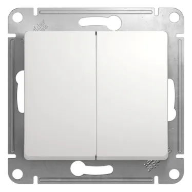 GLOSSA Переключатель двухклавишный в рамку белый схема 6