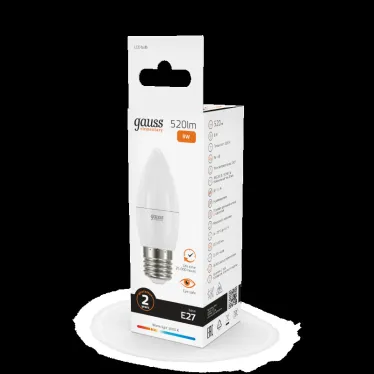 Лампа светодиодная LED 8 Вт 520 лм 3000К свеча теплый E27 AC 220В Elementary Gauss