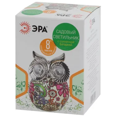 Садовый светильник Сова на солнечной батарее, полистоун, 15 см ERAFYS01-03