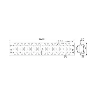Рейка поперечная универсальная трехрядная 600 2шт