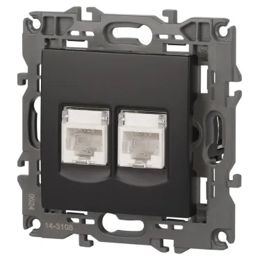 Розетка 2хRJ45, Эра Elegance, антрацит, 14-3108-05