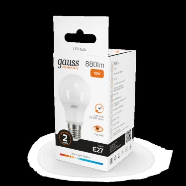 Лампа светодиодная LED 10 Вт 880 лм 3000К А60 груша теплый E27 AC 220В Elementary Gauss