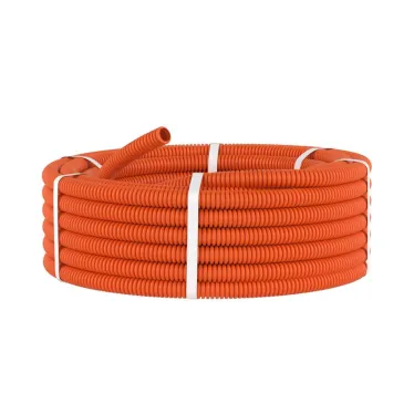Труба гофрированная ПНД 20мм без протяжки легкая оранжевая (100м)