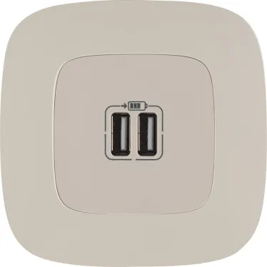 Зарядное устройство Valena ALLURE два USB-разъема 240В/5В 1500мА лицевая панель слоновая кость