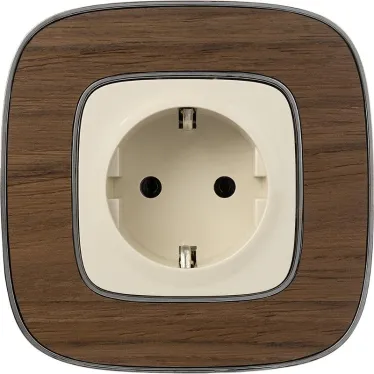Розетка Valena ALLURE силовая 2К+З 16А 250В лицевая панель безвинтовые зажимы слоновая кость