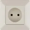 Valena LIFE Розетка силовая 2К 16А 250В c лицевой панелью слоновая кость со шторками безвинтовые зажимы