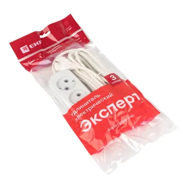 Удлинитель 'Эксперт' 3 гнезда 5 метров 10А/2.2кВт без заземления ПВС 2х0.75 PROxima