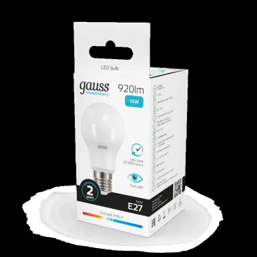 Лампа светодиодная LED 10 Вт 920 лм 4100К А60 груша нейтральный E27 AC 220В Elementary Gauss