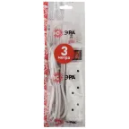 Удлинитель электрический U-3s-3m-2x1 без заземления c выключателем 3 розетки 3м ПВС 2x1мм2 10А