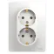 GLOSSA Розетка двойная с заземлением в сборе белая