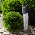 Садовый светильник-градусник на солнечной батарее, сталь, пластик, серый, 33 см ERATR024-02