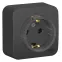 Розетка BLANCA наружная, с заземлением, без шторок, (тонкая), с изолирующей пластиной 16А, 250В, антрацит