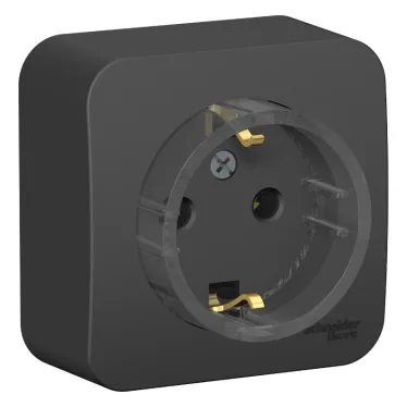 Розетка BLANCA наружная, с заземлением, без шторок, (тонкая), с изолирующей пластиной 16А, 250В, антрацит