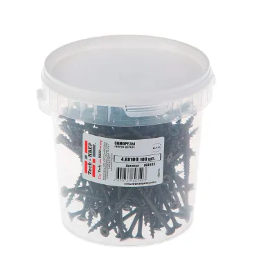 Саморез гипсокартон/дерево 4,8х100 черный (100шт) - ведро