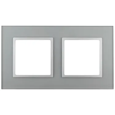 Рамка на 2 поста, стекло, Эра Elegance, алюминий+алюм, 14-5102-03