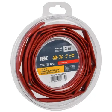 Трубка термоусадочная ТТУ нг-LS 6/3 красная (2м/упак) IEK