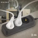 Удлинитель электрический UX-3e-1,5m-B с заземлением 3 розетки 1,5 м ПВС 3x0,75мм2 10А черный