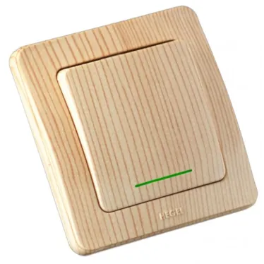 Выключатель одноклавишный скрытый с индикацией сосна 10А