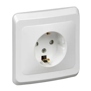ЭТЮД Розетка скрытая с заземлением со шторками белая