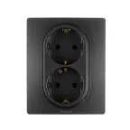 ETIKA Розетка 2X2К+З немецкий стандарт винтовые зажимы 16 А 250 В антрацит