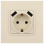 Розетка 2P+E 16A-250В, штор. с 2xUSB 5В-3А, Эра Elegance, слоновая кость 14-4109-02
