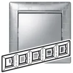 VALENA Рамка 5 постов горизонтальная алюминий модерн