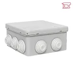 Коробка распределительная КМР-030-014 с крышкой (100х100х50) для прямого монтажа, 10 мембр. вводов серая IP55 розн. стикер EKF