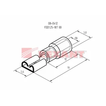 Клемма плоская изолир РПи-м 1.5-(4.8) РпИм 1,25-5 гнездо 5.6 мм 0.5-1.5 кв мм, REXANT